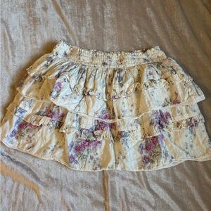 LoveShackFancy Cream Floral Ruffled Tiered Mini